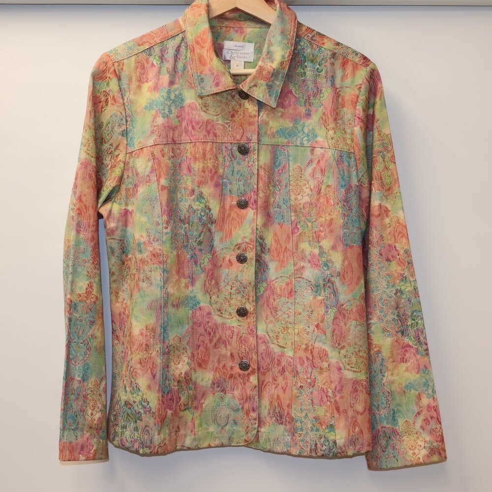 VTG Christopher & Banks Multicolor Blazer/Jacket Sz M Womens Button Up - Picture 8 of 16